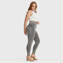 WRUP Curvy Denim - Zip High Waisted - 7/8 Length - Grey + Yellow Stitching