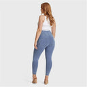 WRUP Curvy Denim - Zip High Waisted - 7/8 Length - Light Blue + Yellow Stitching