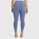 WRUP Curvy Denim - Zip High Waisted - 7/8 Length - Light Blue + Yellow Stitching