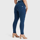 WRUP Curvy Denim - Zip High Waisted - Full Length - Dark Blue + Blue Stitching