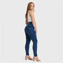 WRUP Curvy Denim - Zip High Waisted - Full Length - Dark Blue + Blue Stitching