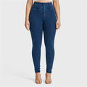 WRUP Curvy Denim - Zip High Waisted - Full Length - Dark Blue + Blue Stitching