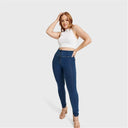 WRUP Curvy Denim - Zip High Waisted - Full Length - Dark Blue + Yellow Stitching