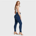 WRUP Curvy Denim - Zip High Waisted - Full Length - Dark Blue + Yellow Stitching
