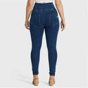 WRUP Curvy Denim - Zip High Waisted - Full Length - Dark Blue + Yellow Stitching