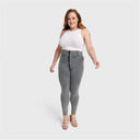 WRUP Curvy Denim - Zip High Waisted - Full Length - Gray + Yellow Stitching