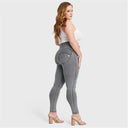 WRUP Curvy Denim - Zip High Waisted - Full Length - Gray + Yellow Stitching