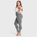 WRUP Curvy Denim - Zip High Waisted - Full Length - Gray + Yellow Stitching