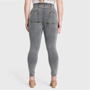WRUP Curvy Denim - Zip High Waisted - Full Length - Gray + Yellow Stitching
