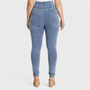 WRUP Curvy Denim - Zip High Waisted - Full Length - Light Blue + Yellow Stitching