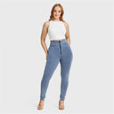 WRUP Curvy Denim - Zip High Waisted - Full Length - Light Blue + Yellow Stitching