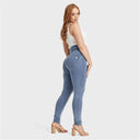 WRUP Curvy Denim - Zip High Waisted - Full Length - Light Blue + Yellow Stitching