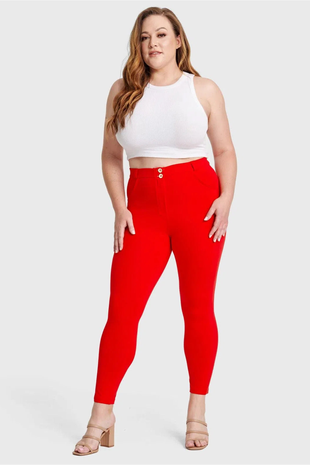 WRUP Curvy Fashion - High Waisted - 7/8 Length - Red 3