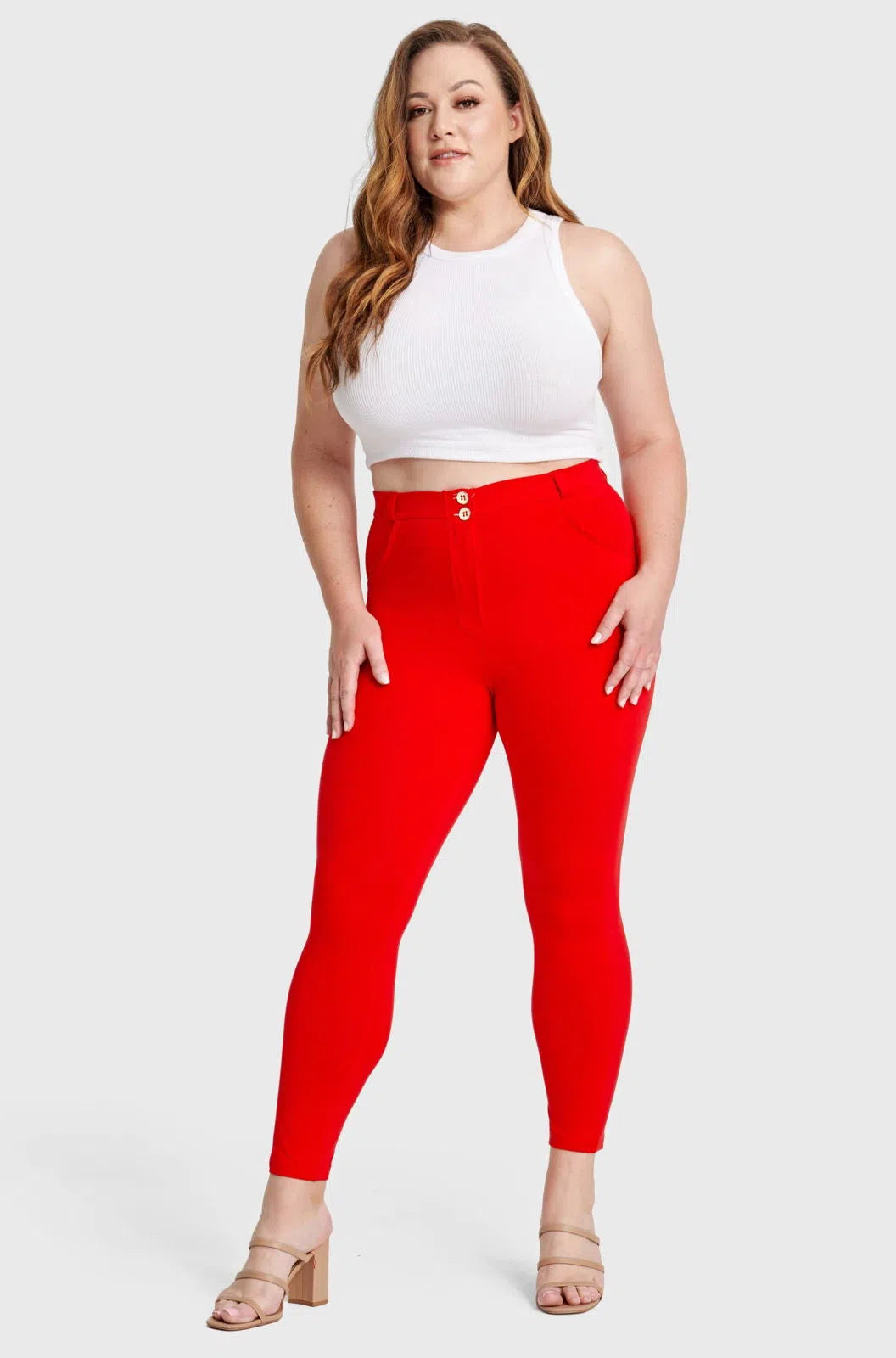 WRUP Curvy Fashion - High Waisted - Full Length - Red