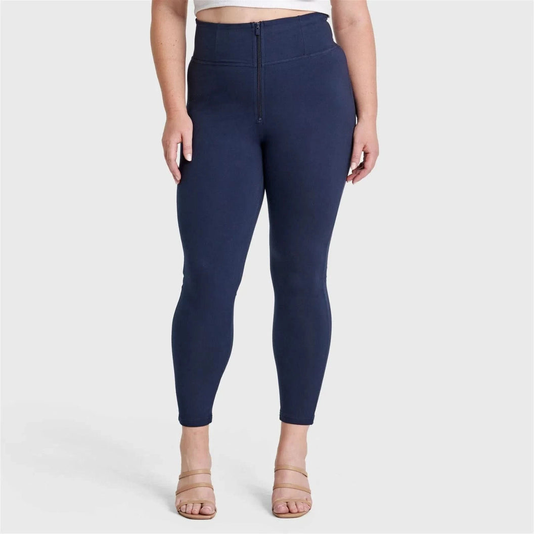 WRUP Curvy Fashion - Zip High Waisted - 7/8 Length - Navy Blue