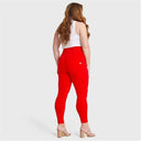WRUP Curvy Fashion - Zip High Waisted - 7/8 Length - Red