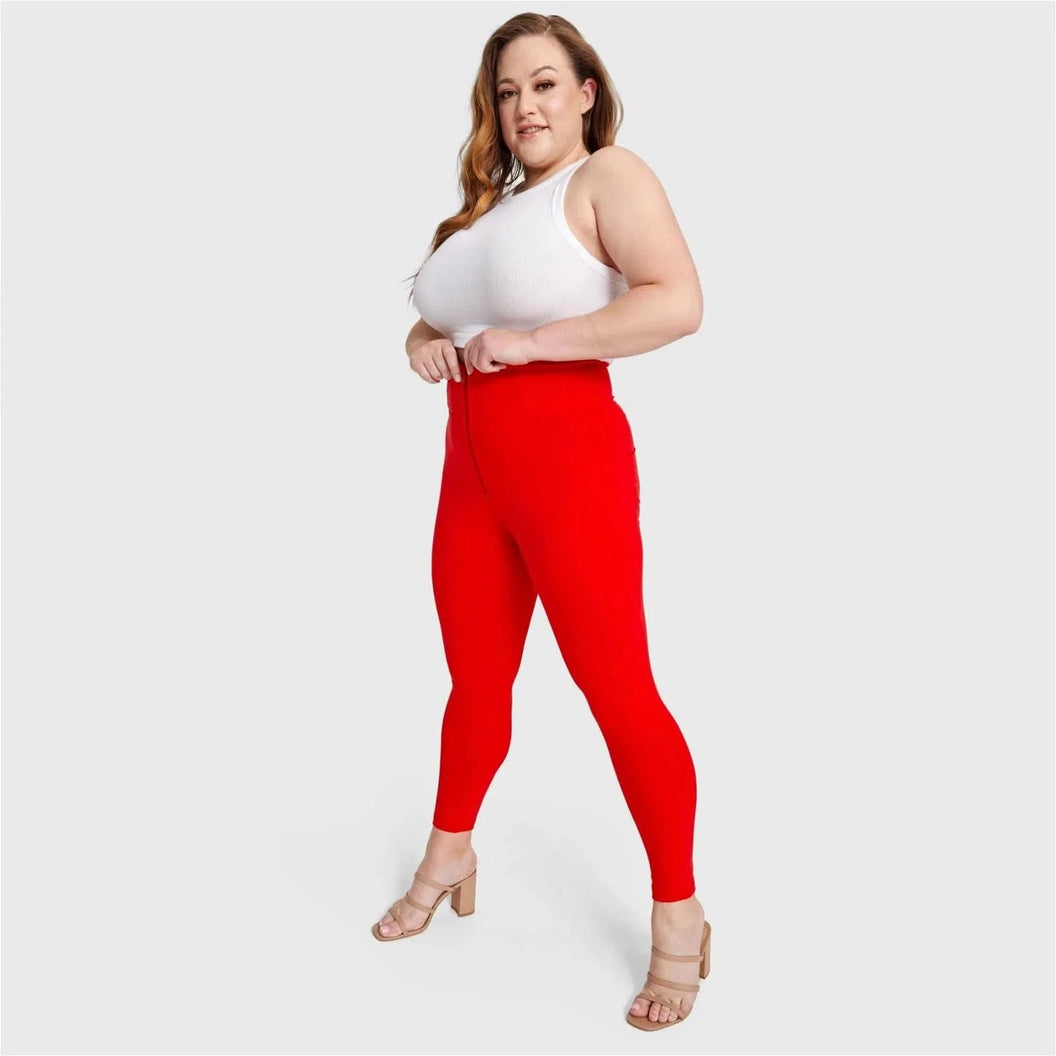 WRUP Curvy Fashion - Zip High Waisted - 7/8 Length - Red