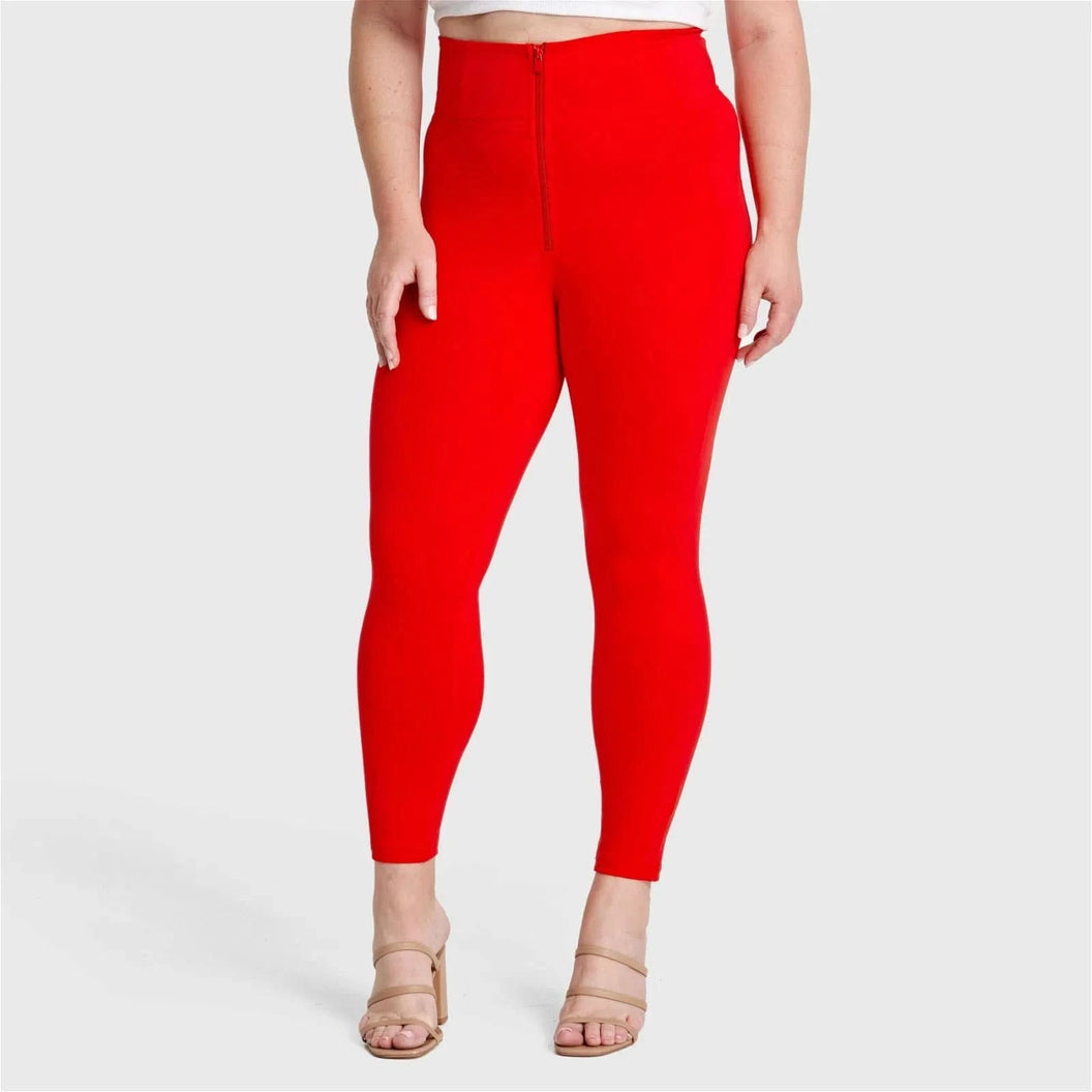 WRUP Curvy Fashion - Zip High Waisted - 7/8 Length - Red