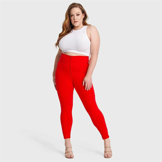 WRUP Curvy Fashion - Zip High Waisted - 7/8 Length - Red