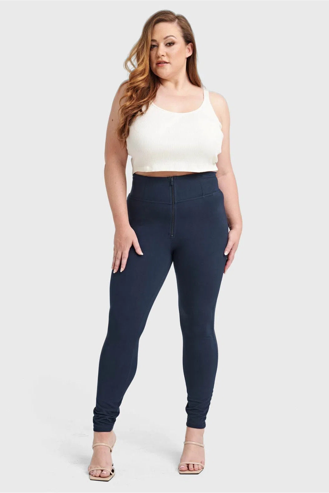 WRUP Curvy Fashion - Zip High Waisted - Full Length - Navy Blue 3