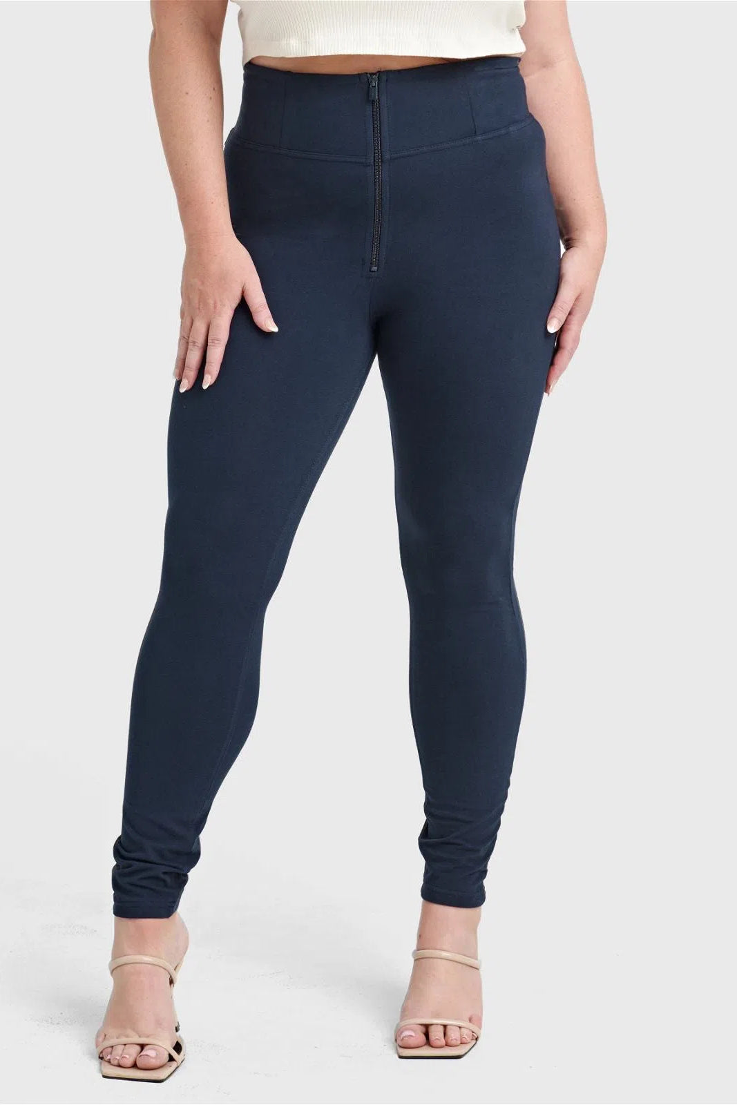 WRUP Curvy Fashion - Zip High Waisted - Full Length - Navy Blue 1