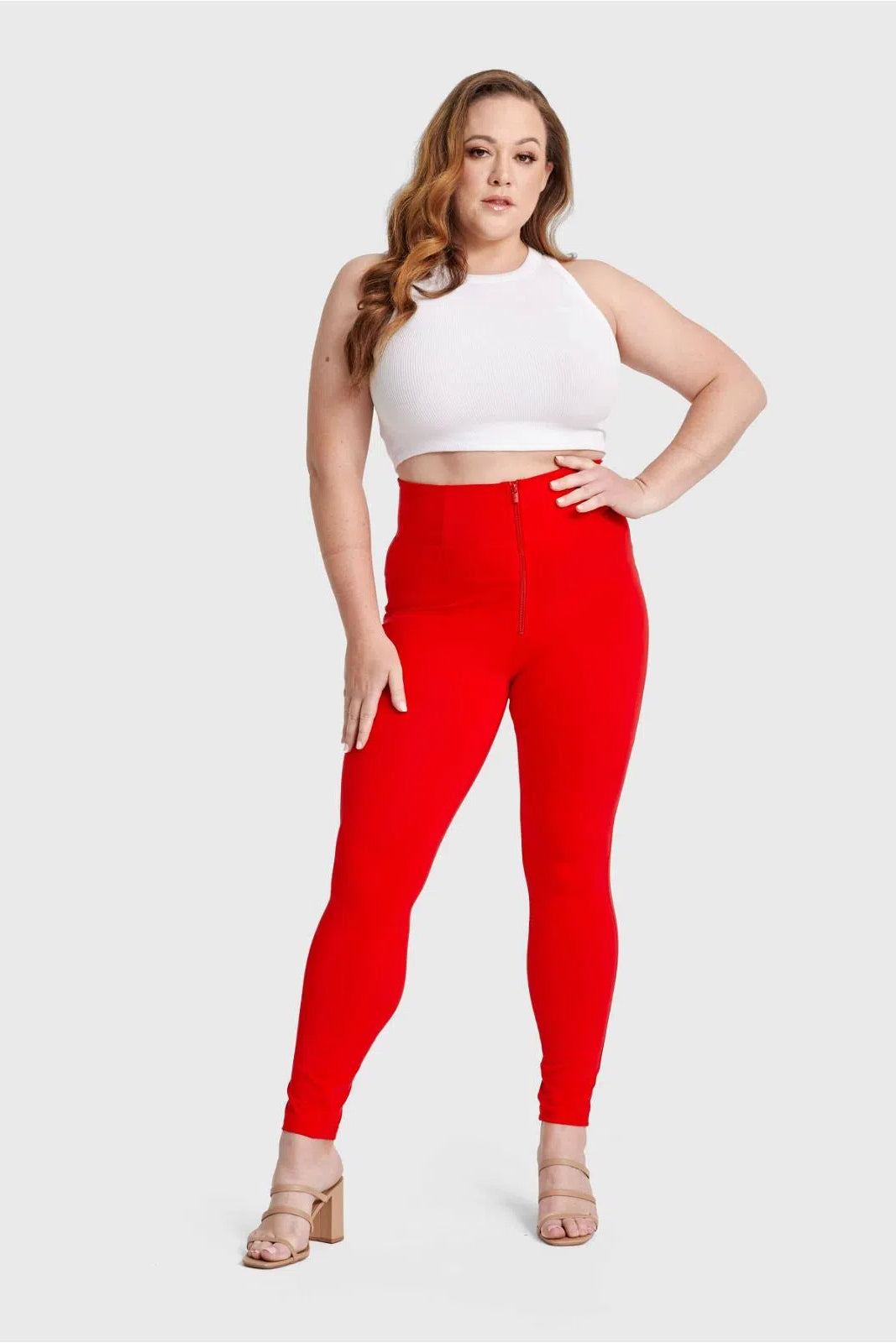WRUP Curvy Fashion - Zip High Waisted - Full Length - Red 3