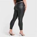 WRUP Curvy Faux Leather - High Waisted - 7/8 Length - Black