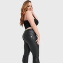 WRUP Curvy Faux Leather - High Waisted - 7/8 Length - Black