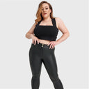 WRUP Curvy Faux Leather - High Waisted - 7/8 Length - Black