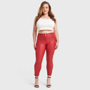 WRUP Curvy Faux Leather - High Waisted - 7/8 Length - Red