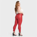 WRUP Curvy Faux Leather - High Waisted - 7/8 Length - Red