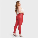 WRUP Curvy Faux Leather - High Waisted - Full Length - Red