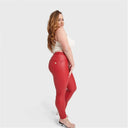 WRUP Curvy Faux Leather - High Waisted - Full Length - Red