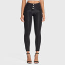 WRUP Denim - 3 Button High Waisted - 7/8 Length - Black + Black Stitching