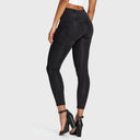 WRUP Denim - 3 Button High Waisted - 7/8 Length - Black + Black Stitching