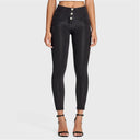 WRUP Denim - 3 Button High Waisted - 7/8 Length - Black + Black Stitching