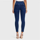 WRUP Denim - 3 Button High Waisted - 7/8 Length - Dark Blue + Blue Stitching