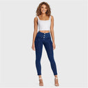 WRUP Denim - 3 Button High Waisted - 7/8 Length - Dark Blue + Blue Stitching