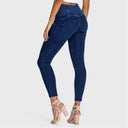 WRUP Denim - 3 Button High Waisted - 7/8 Length - Dark Blue + Blue Stitching
