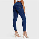 WRUP Denim - 3 Button High Waisted - 7/8 Length - Dark Blue + Yellow Stitching