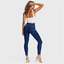 WRUP Denim - 3 Button High Waisted - 7/8 Length - Dark Blue + Yellow Stitching