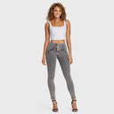WRUP Denim - 3 Button High Waisted - 7/8 Length - Grey + Yellow Stitching