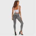 WRUP Denim - 3 Button High Waisted - 7/8 Length - Grey + Yellow Stitching