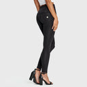 WRUP Denim - 3 Button High Waisted - Full Length - Black + Black Stitching