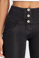 WRUP Denim - 3 Button High Waisted - Full Length - Black + Black Stitching