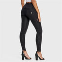 WRUP Denim - 3 Button High Waisted - Full Length - Black + Black Stitching