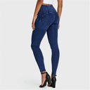 WRUP Denim - 3 Button High Waisted - Full Length - Dark Blue + Blue Stitching