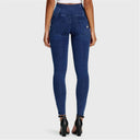 WRUP Denim - 3 Button High Waisted - Full Length - Dark Blue + Blue Stitching