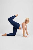 WRUP Denim - 3 Button High Waisted - Full Length - Dark Blue + Blue Stitching