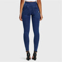 WRUP Denim - 3 Button High Waisted - Full Length - Dark Blue + Blue Stitching